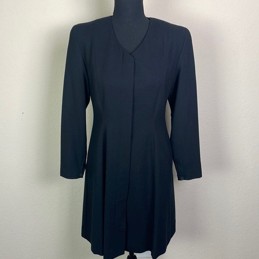 J. Peterman Company 100% wool black midi dress women’s 6